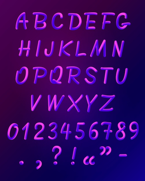 Free vector liquid neon font icon set