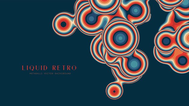 Liquid retro 3D metaball with organic structure Abstract vector colorful background Fluid futurisctic shapes