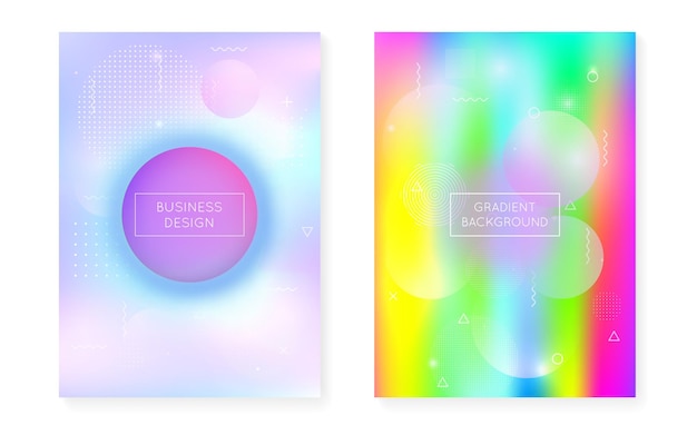 Free vector liquid shapes cover with dynamic fluid holographic bauhaus grad