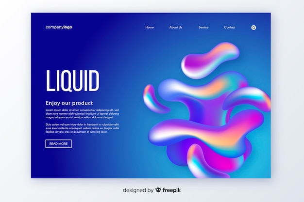 Liquid shapes landing page template