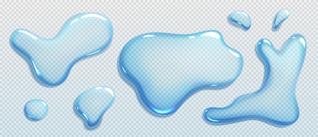 Free vector liquid spills water drops and puddles