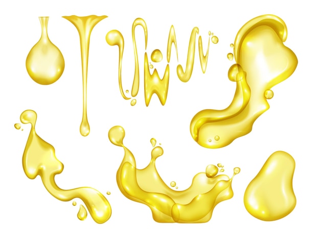 Free vector liquid splash icons realistic set with fruit juice waves swirls and drops isolated vector illustration