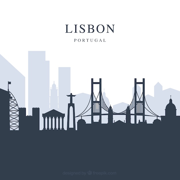 Free vector lisbon skyline background