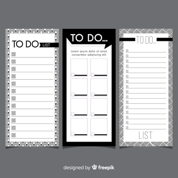 Free vector to do list collection