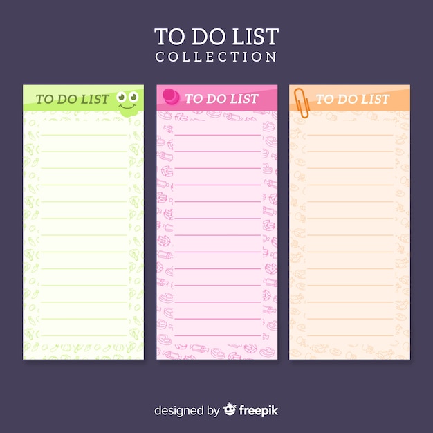 Free vector to do list collection