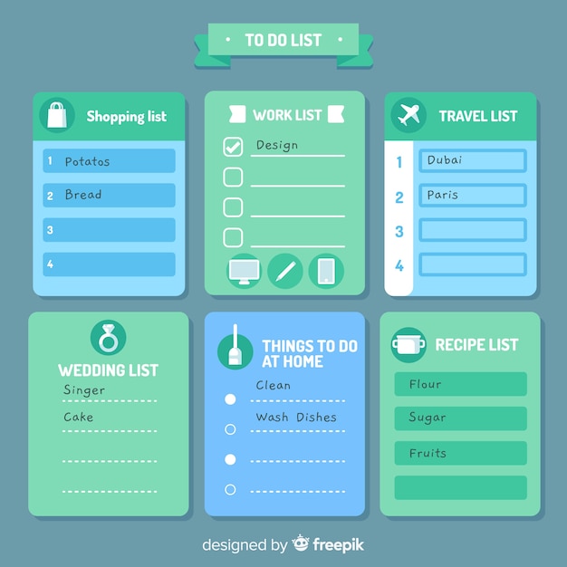 Free vector to do list pack