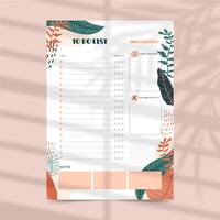To do list planner template with leaves