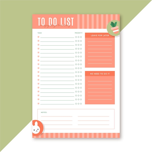 Free vector to do list stationery template