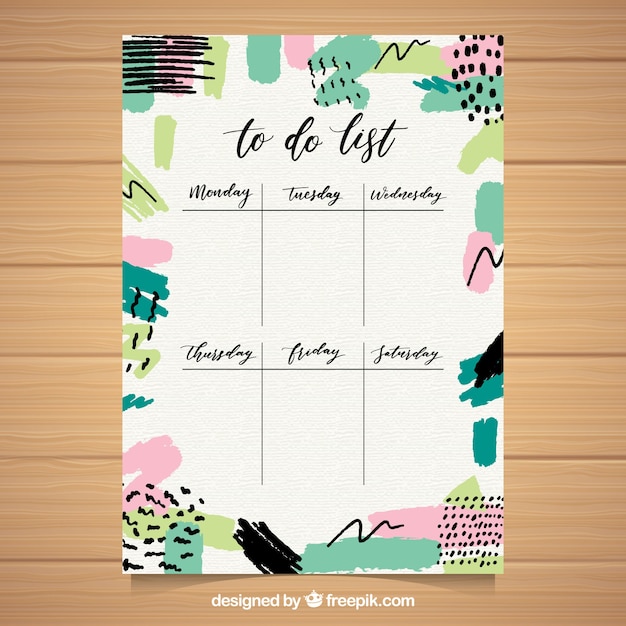 Free vector to do list template in watercolor style