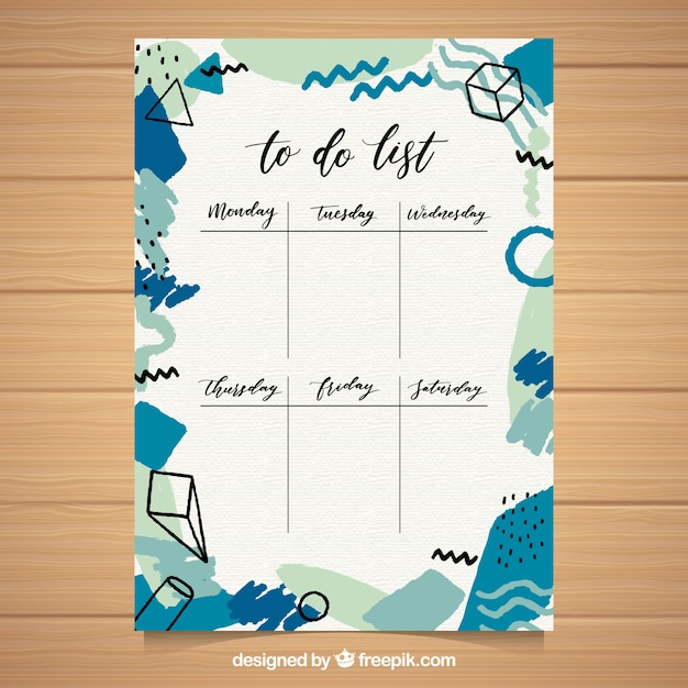 Free vector to do list template in watercolor style
