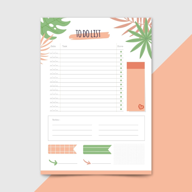 Free Vector to do list template with leaves