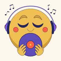 Free vector listening music emoji illustration