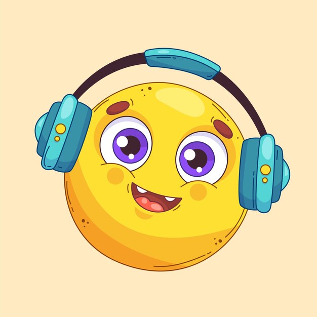 Vettore gratuito illustrazione di emoji per ascoltare musica