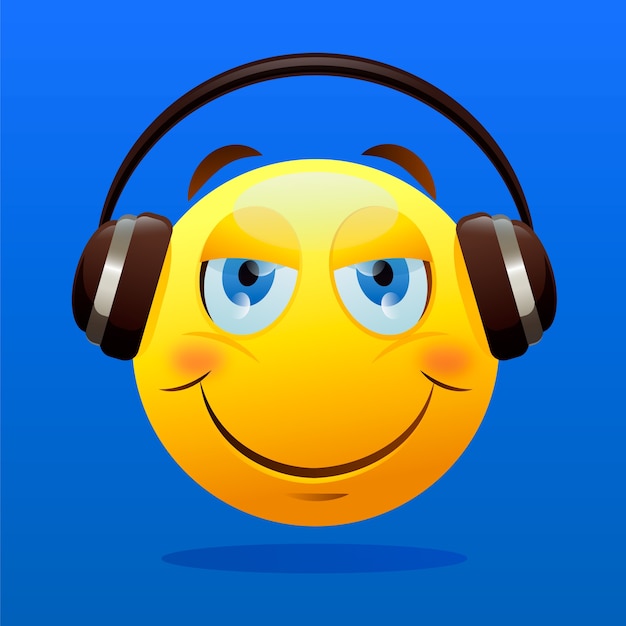 Free vector listening music emoji illustration