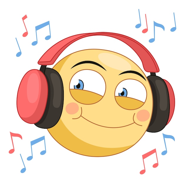 Free vector listening music emoji illustration