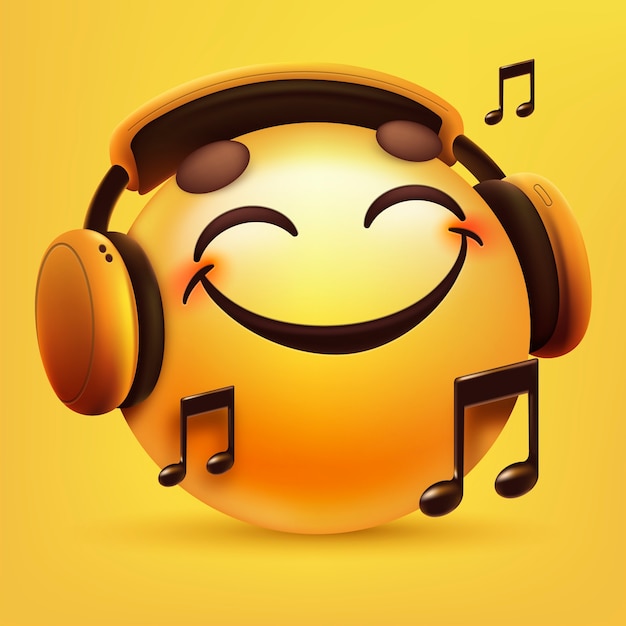 Free vector listening music  emoji illustration