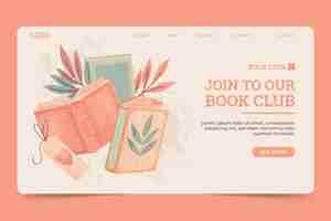 Free vector literature book club landing page template