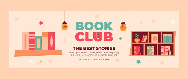 Free Vector literature and book club twitter header template