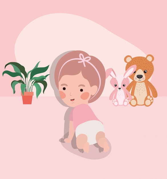 Free vector little baby girl crawling character