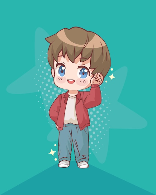 Free Vector little boy anime posing