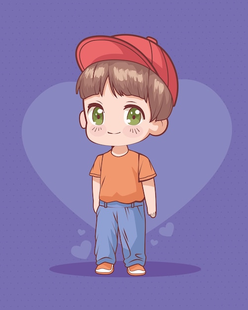 Little boy anime with cap