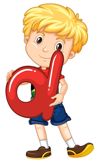 Little boy holding letter D