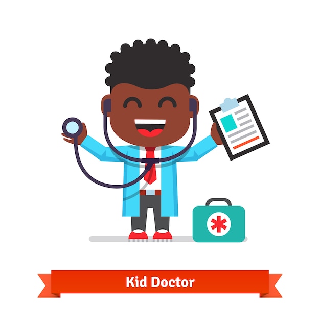 Free vector little boy playing doctor with a stethoscope