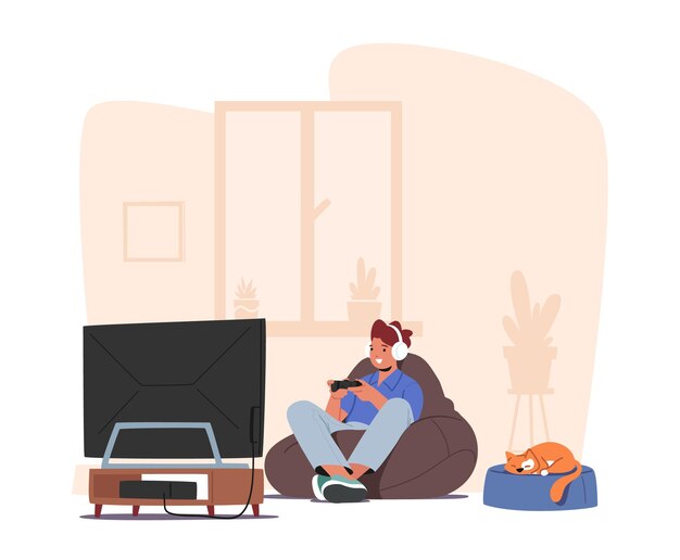 オンラインゲーム中毒のイラスト 無料のベクター
