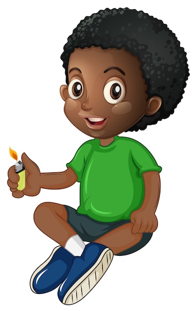 Free vector little boy playing with lighter