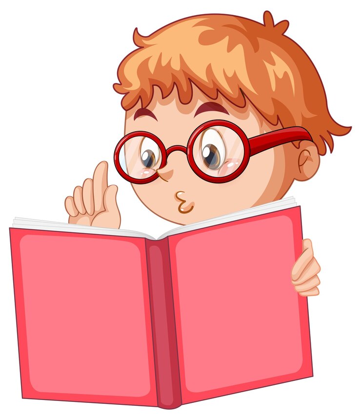 Бесплатный Вектор маленький мальчик, читающий книгу