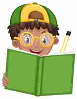 Free vector little boy reading book