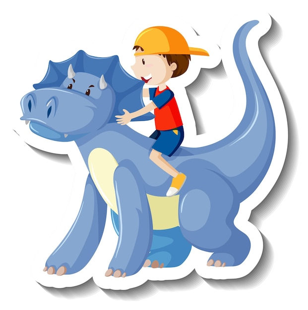 Free Vector | Little boy riding a dragon cartoon sticker Free Vector | Little boy riding a dragon cartoon sticker
