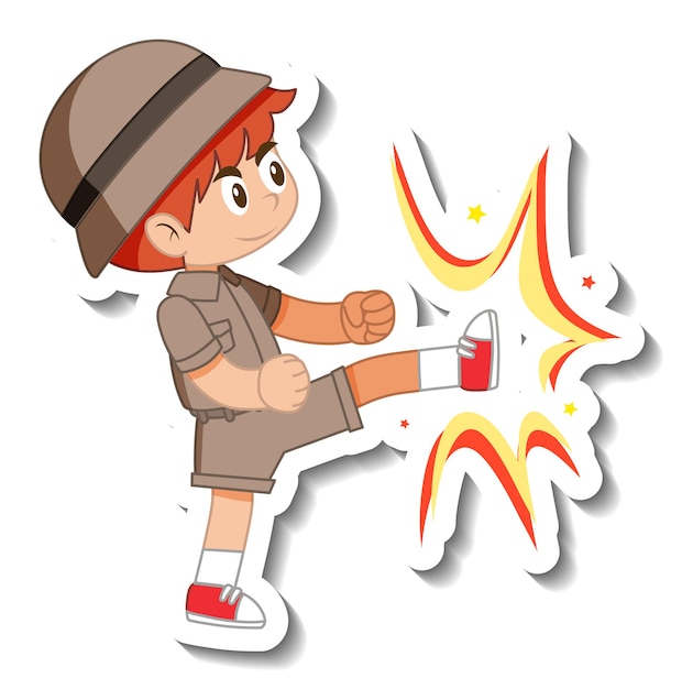 Little boy scout cartoon character sticker