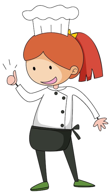고립 된 작은 요리사 만화 캐릭터