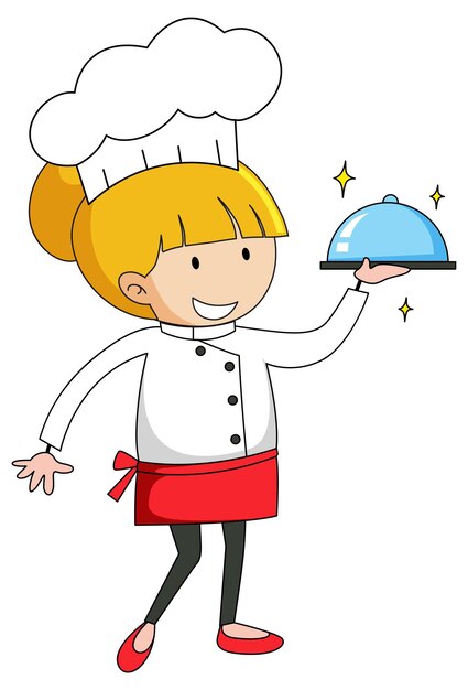 Little chef serving food cartoon character