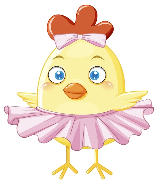 Free vector little chicken in pink skirt