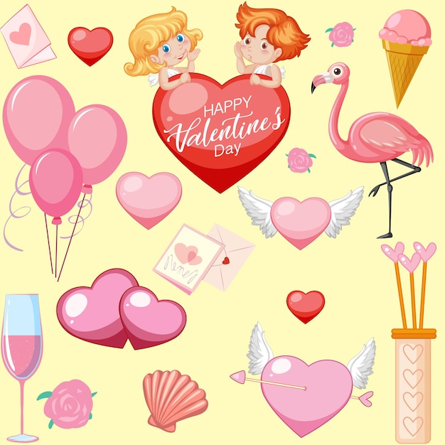 Free vector little cupid and heart seamless pattern