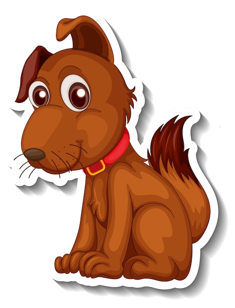 Little cute brown dog cartoon sticker