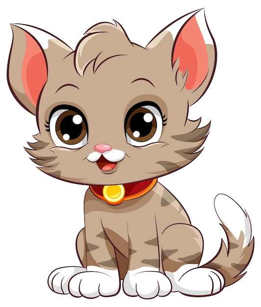 Бесплатное векторное изображение Маленький милый кот мультипликационный персонаж