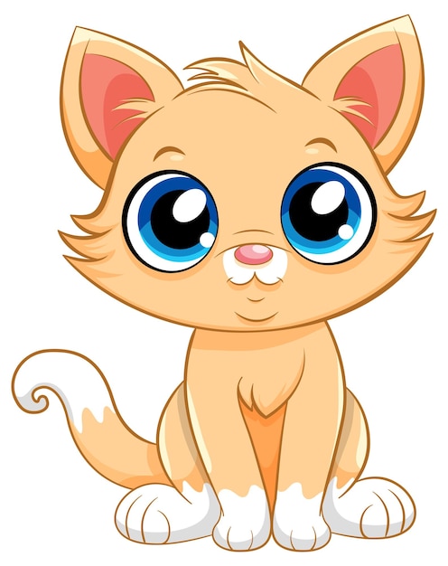 Бесплатное векторное изображение Маленький милый кошачий персонаж мультфильма