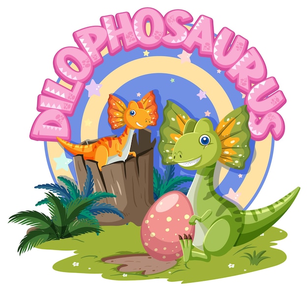 Free vector little cute dilophosaurus dinosaur cartoon character