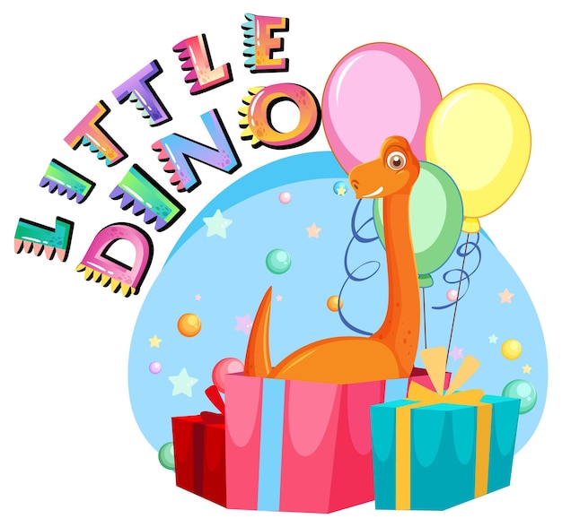 Free vector little cute dinosaur cartoon in party theme