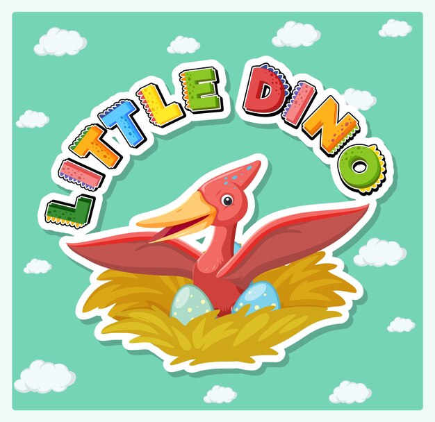 Little cute dinosaur cartoon poster