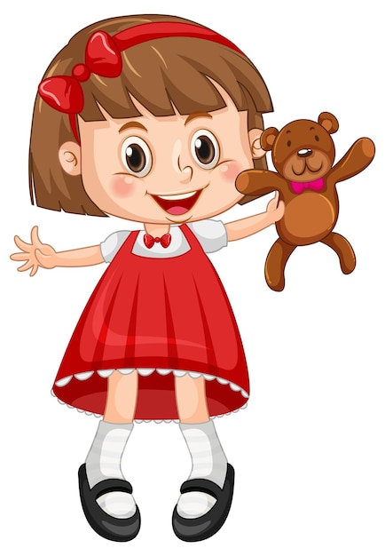 Free vector little cute girl in red dress