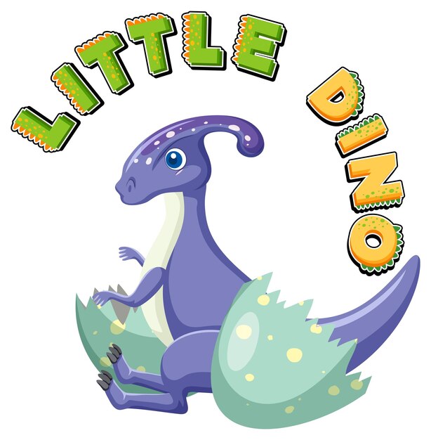 Little cute parasaurolophus dinosaur cartoon character