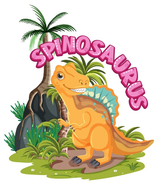 Little cute spinosaurus dinosaur cartoon character