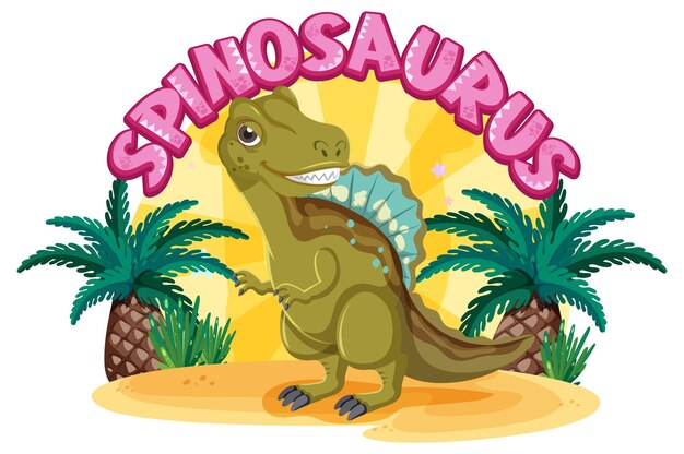 Little cute spinosaurus dinosaur cartoon character