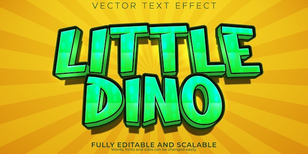 Маленький динозавр с текстовым эффектом, редактируемый мультфильм и детский стиль текста