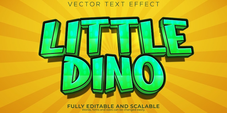 Free Vector little dino text effect editable cartoon and kids text style