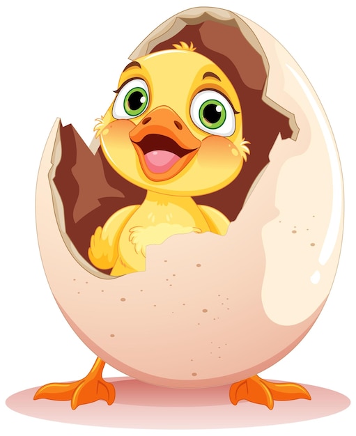 Бесплатное векторное изображение Маленькая утка вылупляется из яйца
